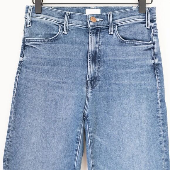 MOTHER Mid Blue Frayed Hem Flare Jeans - Picture 8 of 11